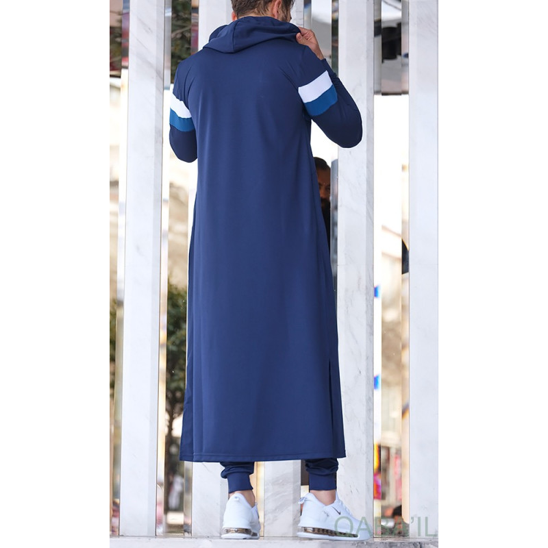 Qamis Long Capuche Jogging Bleu Nuit - Trial - Qaba'il