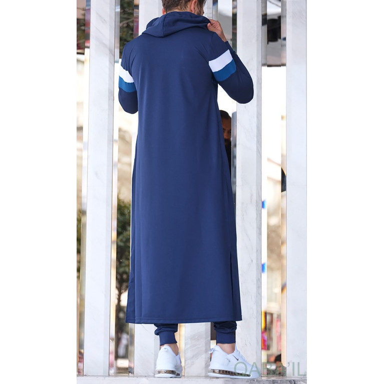 Qamis Long Capuche Jogging Bleu Nuit - Trial - Qaba'il