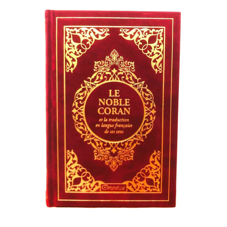 Le Noble Coran Rouge Doré - Edition de Luxe Couverture Daim - Index des Sourates - Français-Arabe - Orientica