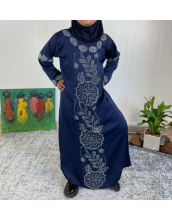 Abaya Fille Dubai Enfant - Bleu Clair