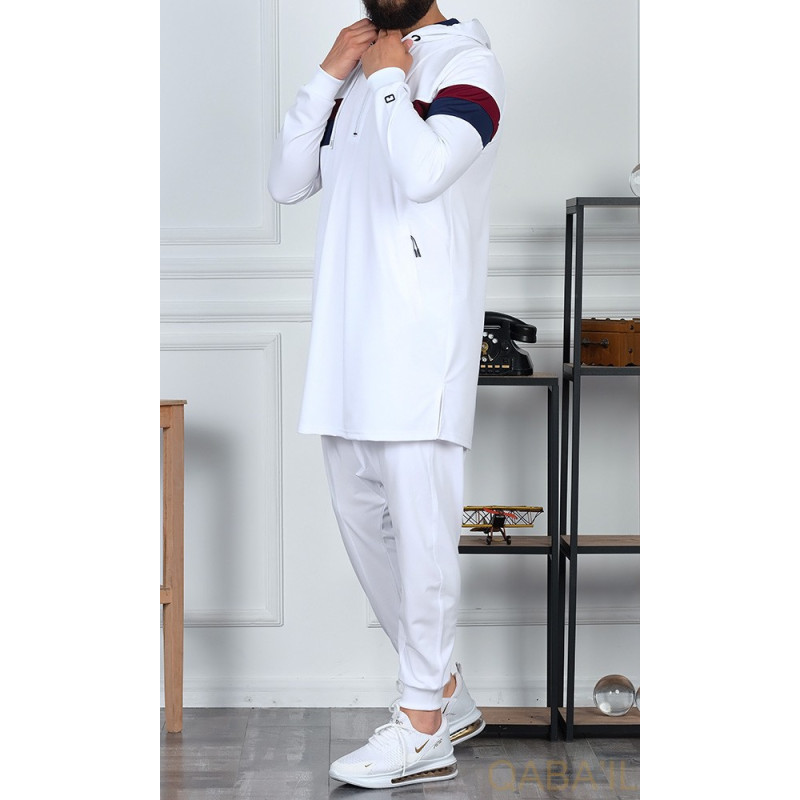 Ensemble QC PULSION - Sportswear Homme Marque Qaba'il - Couleur Blanc