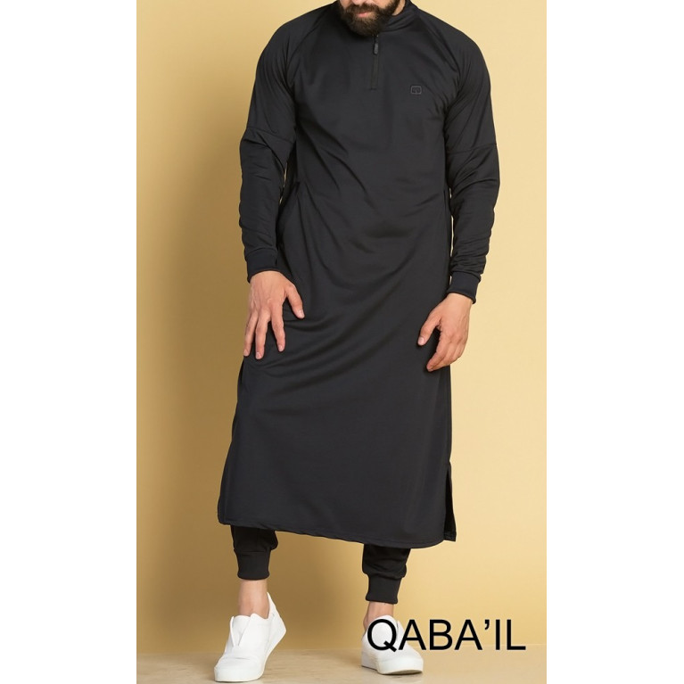 Qamis Long Longline - Noir - Qaba'il