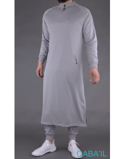 Qamis Long Longline - Gris Clair - Qaba'il
