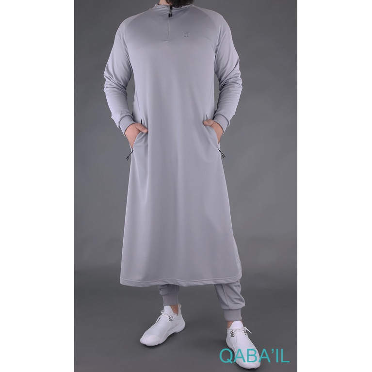 Qamis Long Longline - Gris Clair - Qaba'il