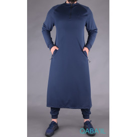 Qamis Long Longline - Bleu Nuit - Qaba'il