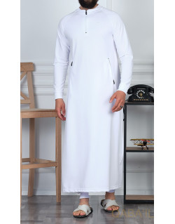 Ensemble Qamis Long et Saroual - Blanc - Qaba'il : Longline