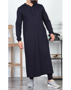 Qamis Long - Bleu Nuit - Qaba'il : Jersey