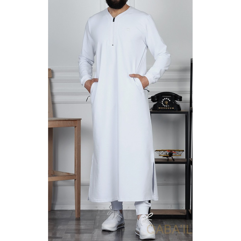 Qamis Long - Blanc - Qaba'il : Jersey