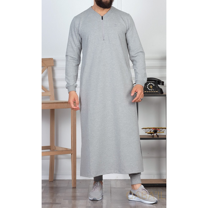 Qamis Long - Gris Clair - Qaba'il : Jersey