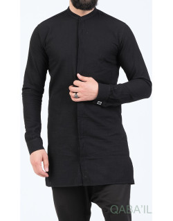 Chemise Ultra Légere Col officier - Noir - Qaba'il 