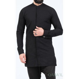 Chemise Ultra Légere Col officier - Noir - Qaba'il