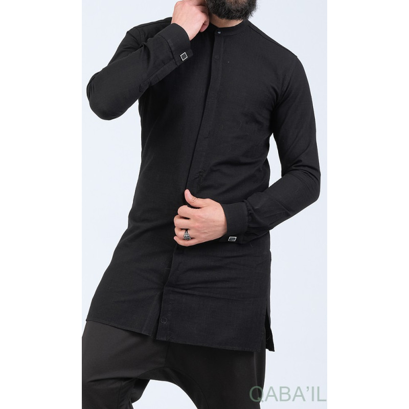 Chemise Ultra Légere Col officier - Noir - Qaba'il 