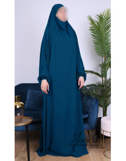 JIlbab 1 Pièce - Bleu Canard - Microfibre Léger - Jamila