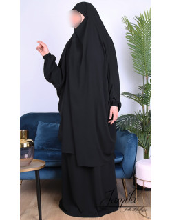 JIlbab 2 Pièces - Noir - Microfibre Léger - Jamila