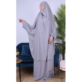 JIlbab 2 Pièces - Gris Clair - Microfibre Léger - Jamila
