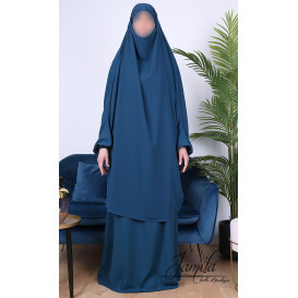 JIlbab 2 Pièces - Bleu Canard - Microfibre Léger - Jamila