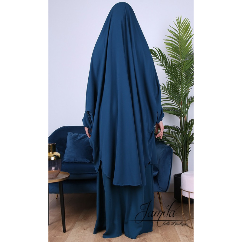 JIlbab 2 Pièces - Bleu Canard - Microfibre Léger - Jamila