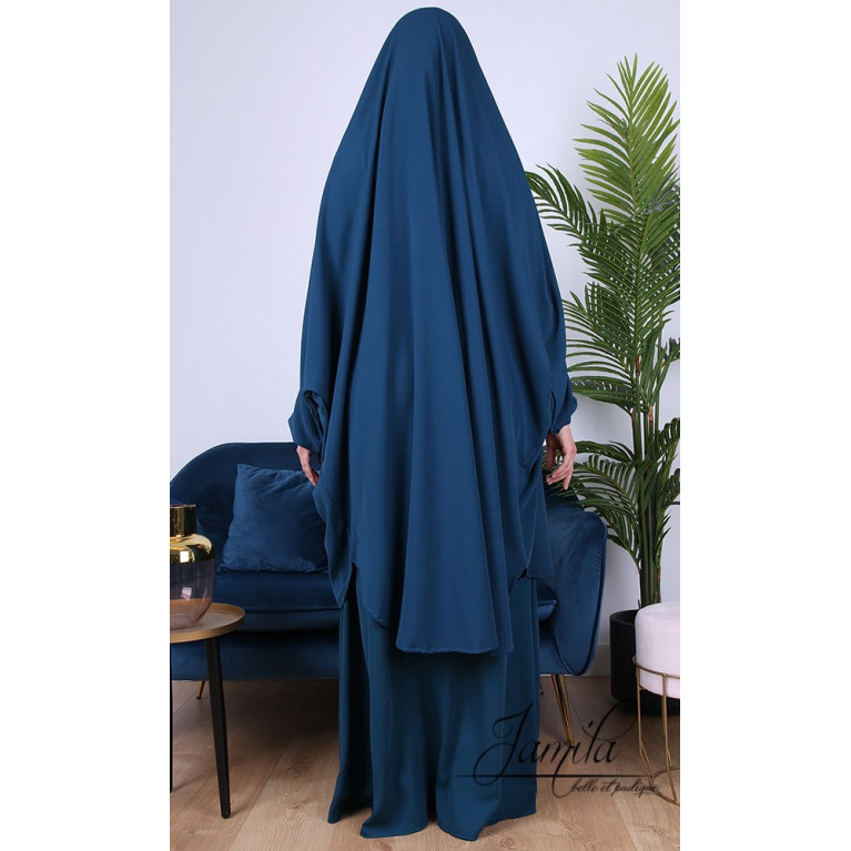 JIlbab 2 Pièces - Bleu Canard - Microfibre Léger - Jamila