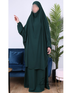 JIlbab 2 Pièces - Vert Bouteille - Microfibre Léger - Jamila JIlbab 2 Pièces - Vert Bouteille - Microfibre Léger - Jamila