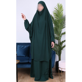 JIlbab 2 Pièces - Vert Bouteille - Microfibre Léger - Jamila