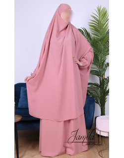 JIlbab 2 Pièces - Vieux Rose - Microfibre Léger - Jamila JIlbab 2 Pièces - Vieux Rose - Microfibre Léger - Jamila