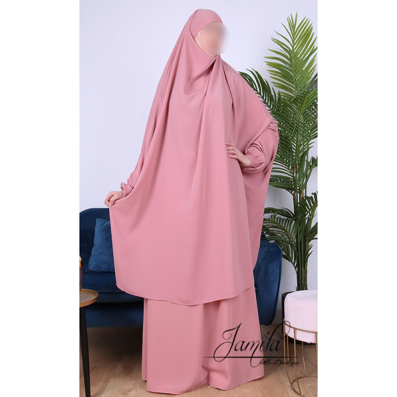 JIlbab 2 Pièces - Vieux Rose - Microfibre Léger - Jamila JIlbab 2 Pièces - Vieux Rose - Microfibre Léger - Jamila