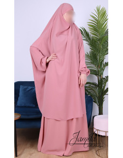 JIlbab 2 Pièces - Vieux Rose - Microfibre Léger - Jamila JIlbab 2 Pièces - Vieux Rose - Microfibre Léger - Jamila