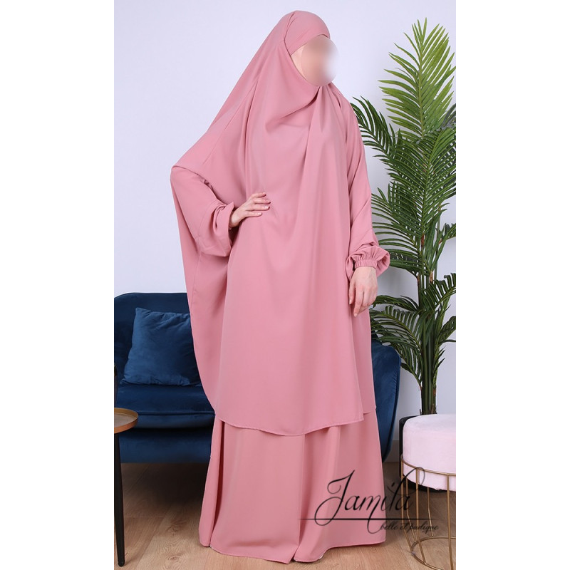 JIlbab 2 Pièces - Vieux Rose - Microfibre Léger - Jamila JIlbab 2 Pièces - Vieux Rose - Microfibre Léger - Jamila