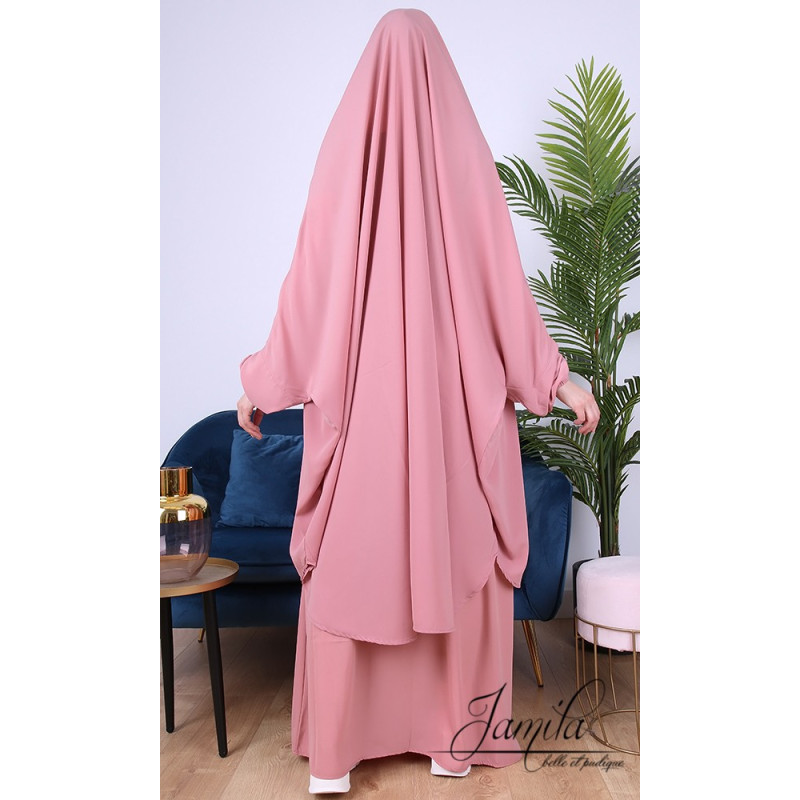 JIlbab 2 Pièces - Vieux Rose - Microfibre Léger - Jamila JIlbab 2 Pièces - Vieux Rose - Microfibre Léger - Jamila
