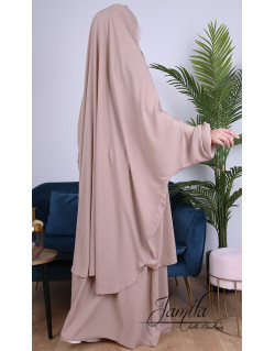JIlbab 2 Pièces - Beige - Microfibre Léger - Jamila JIlbab 2 Pièces - Beige - Microfibre Léger - Jamila