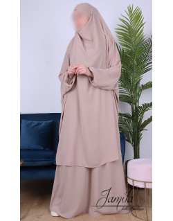 JIlbab 2 Pièces - Beige - Microfibre Léger - Jamila JIlbab 2 Pièces - Beige - Microfibre Léger - Jamila