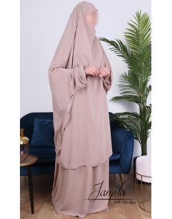JIlbab 2 Pièces - Beige - Microfibre Léger - Jamila JIlbab 2 Pièces - Beige - Microfibre Léger - Jamila