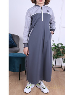 Qamis Long Junior - Anthracite et Gris - Manches Longues Qaba'il : Ezox