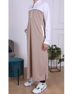 Qamis Long Junior - Beige et Blanc Manches Longues Qaba'il : Ezox