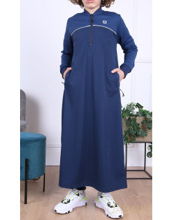 Qamis Long Junior - Bleu Nuit et Indigo - Manches Longues Qaba'il : Ezox