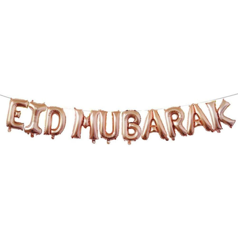 Banderole Rose EID MUBARAK + 20 Ballons et 4 Etoiles + 6 Rosasse - Mooslim Toys