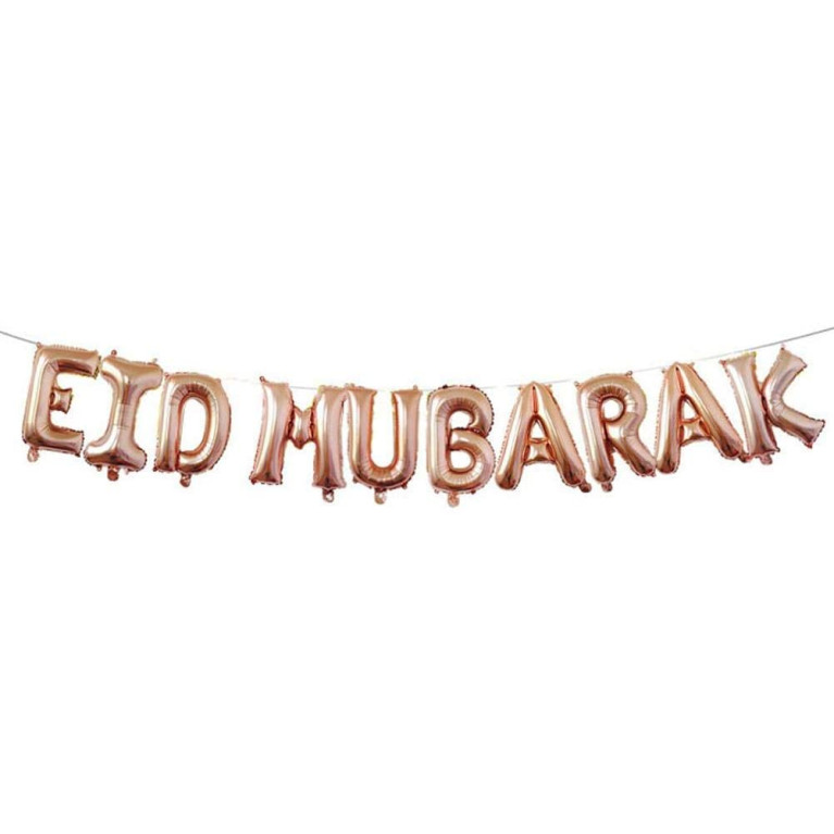 Banderole Rose EID MUBARAK + 20 Ballons et 4 Etoiles + 6 Rosasse - Mooslim Toys