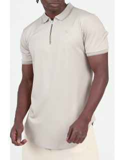 Polo Zip UP - Beige Chiné - Manche Courte - Qaba il