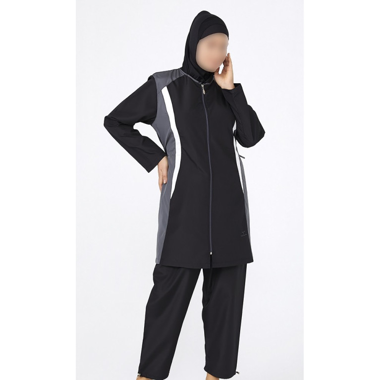Burkini Ample Imperméable - Noir - Plage et Sport