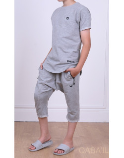 Ensemble Nautik Kid - Gris Clair - Sarouel + T-Shirt de 3 à 16 ans - Qaba'il