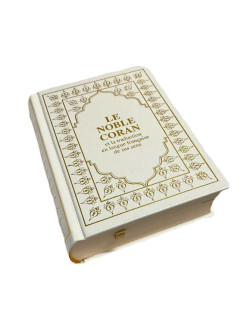 Le Saint Coran - Arabe et Français - Blanc Doré - Format de Poche 13 x 17 cm - Simili-Daim