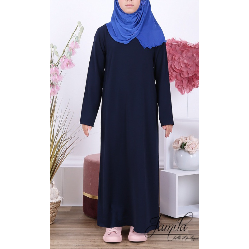 Abaya Fille Microfibre Enfant - Bleu Nuit - Jamila