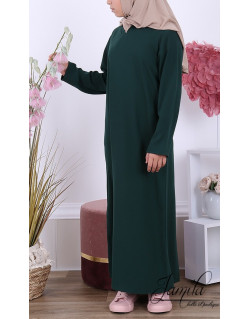 Abaya Fille Microfibre Enfant - Vert Bouteille - Jamila