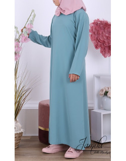 Abaya Fille Microfibre Enfant - Bleu Vert - Jamila