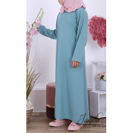 Abaya Fille Microfibre Enfant - Bleu Vert - Jamila