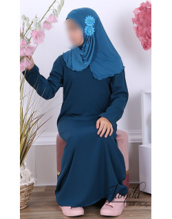 Abaya Fille Microfibre Enfant - Bleu Canard - Jamila