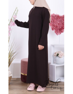 Abaya Fille Microfibre Enfant - Marron Chocolat - Jamila