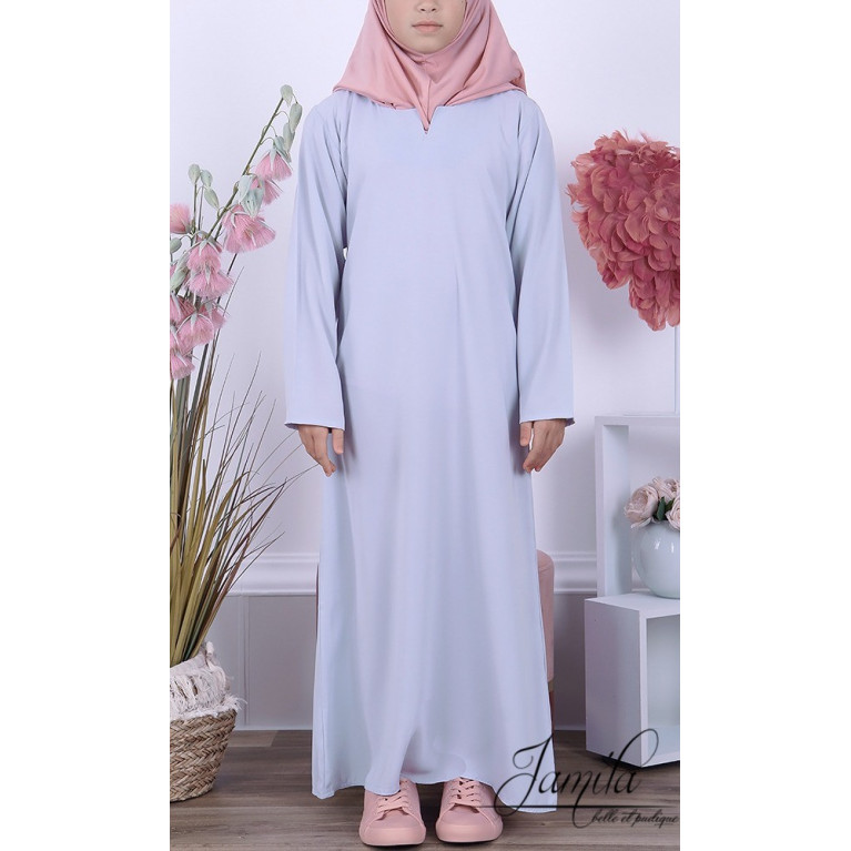 Abaya Fille Microfibre Enfant - Bleu Grisé - Jamila