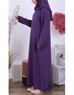 Abaya Fille Microfibre Enfant - Prune - Jamila