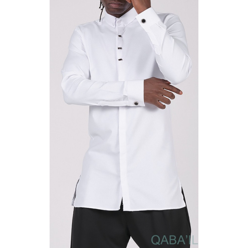 Chemise Longue Gaufrée - Blanc - Qaba'il 